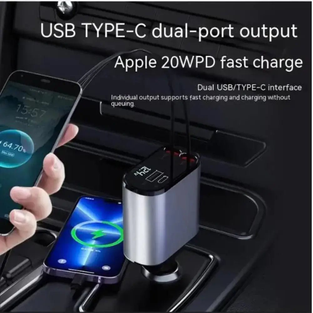 FAST 100W Car Phone Charger Lighter USB And TYPE - C Adapter - Cheapnfast
