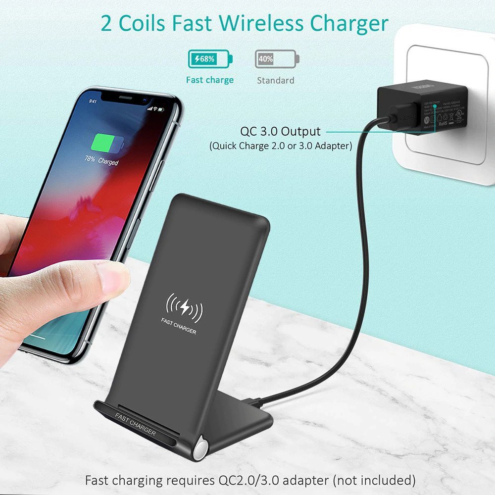 15W FAST WIRELESS CHARGER WITH STAND QUICK CHARGE - Cheapnfast