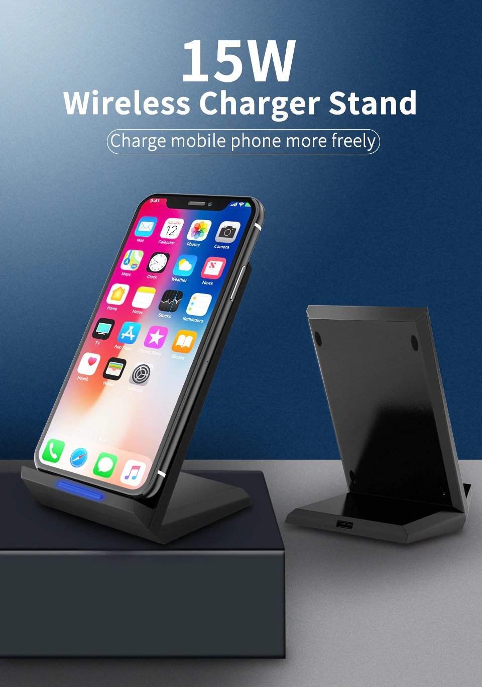15W FAST WIRELESS CHARGER WITH STAND QUICK CHARGE - Cheapnfast