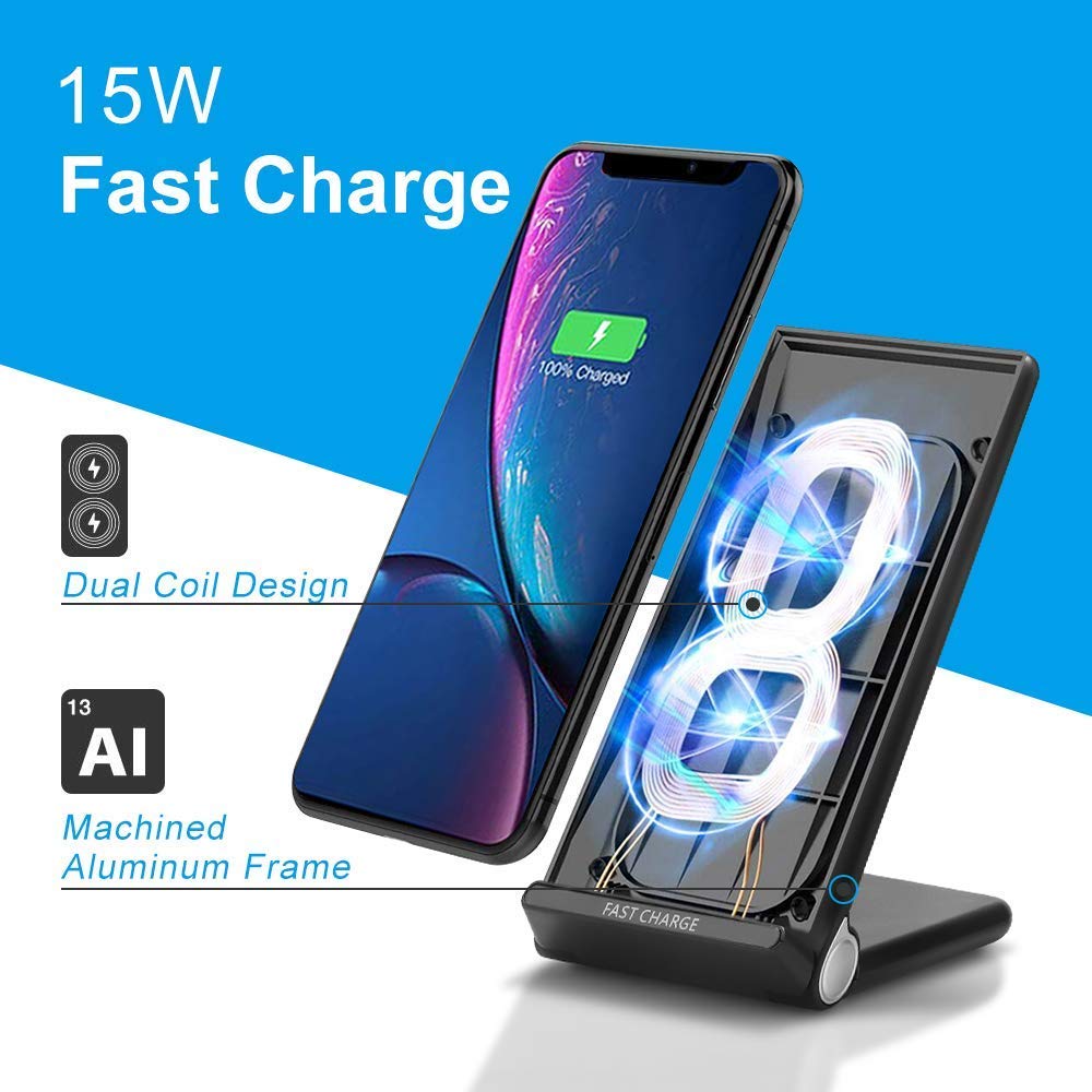 15W FAST WIRELESS CHARGER WITH STAND QUICK CHARGE - Cheapnfast