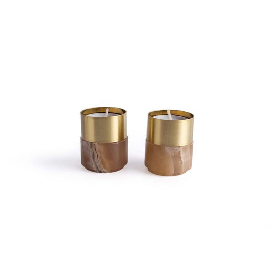 Brass Candle Holder - Amber Alabaster - Cheapnfast