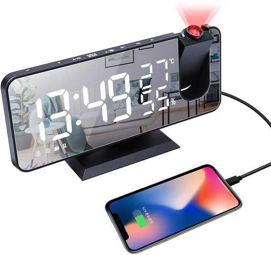 LED Projection Digital Alarm Clock Phone Charger - Cheapnfast