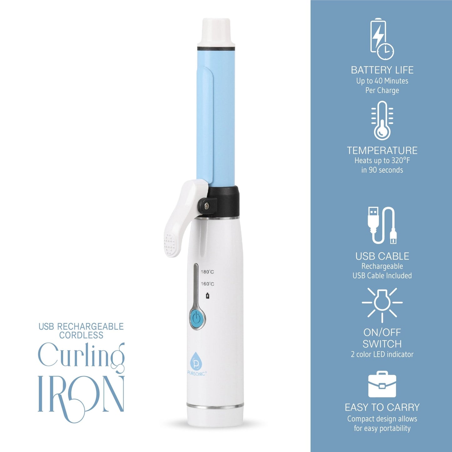 USB Rechargeable Cordless Curling Iron - Cheapnfast